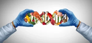  A vector of different food formed into a DNA strand 