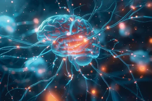  Image showing a brain & neurons firing