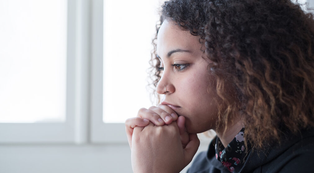 Sad and lonely black girl feeling depressed